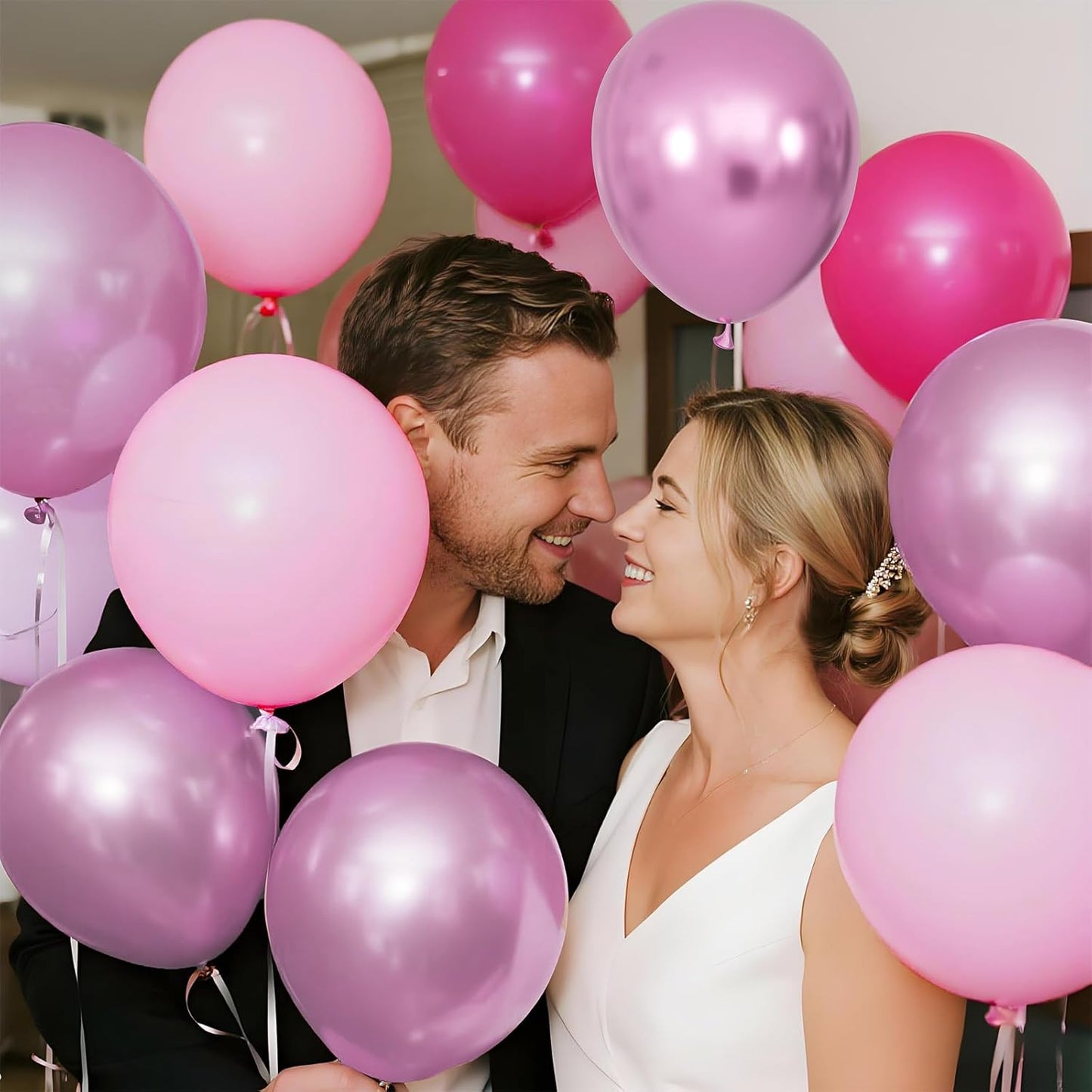 Skiennix 12-Inch Pink Balloons - Hot Metallic & Light Pink for Birthday, Wedding & Baby Shower Decor