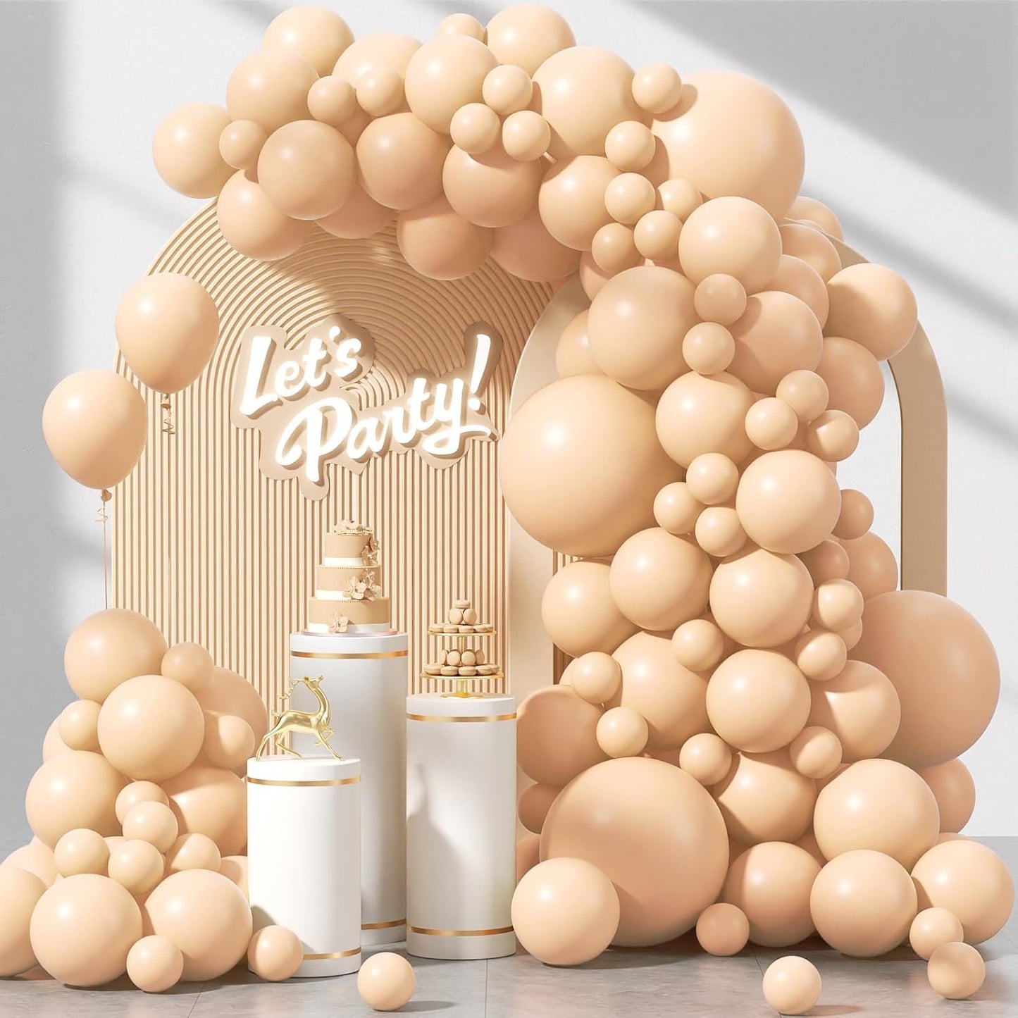 Skiennix 120pcs Nude Balloons - Boho Neutral Balloon Arch Kit for Weddings & Parties | 5-18 Inch Sizes