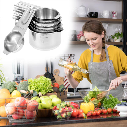 QWORK Stainless Steel Measuring Cups - Set of 7 Nesting Kitchen Tools for Cooking & Baking