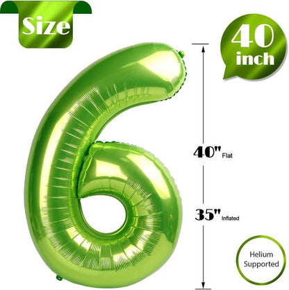 Light Green Number 6 Balloon - 40 Inch Birthday Decoration for Parties | Vibrant 6th Celebration Supplies