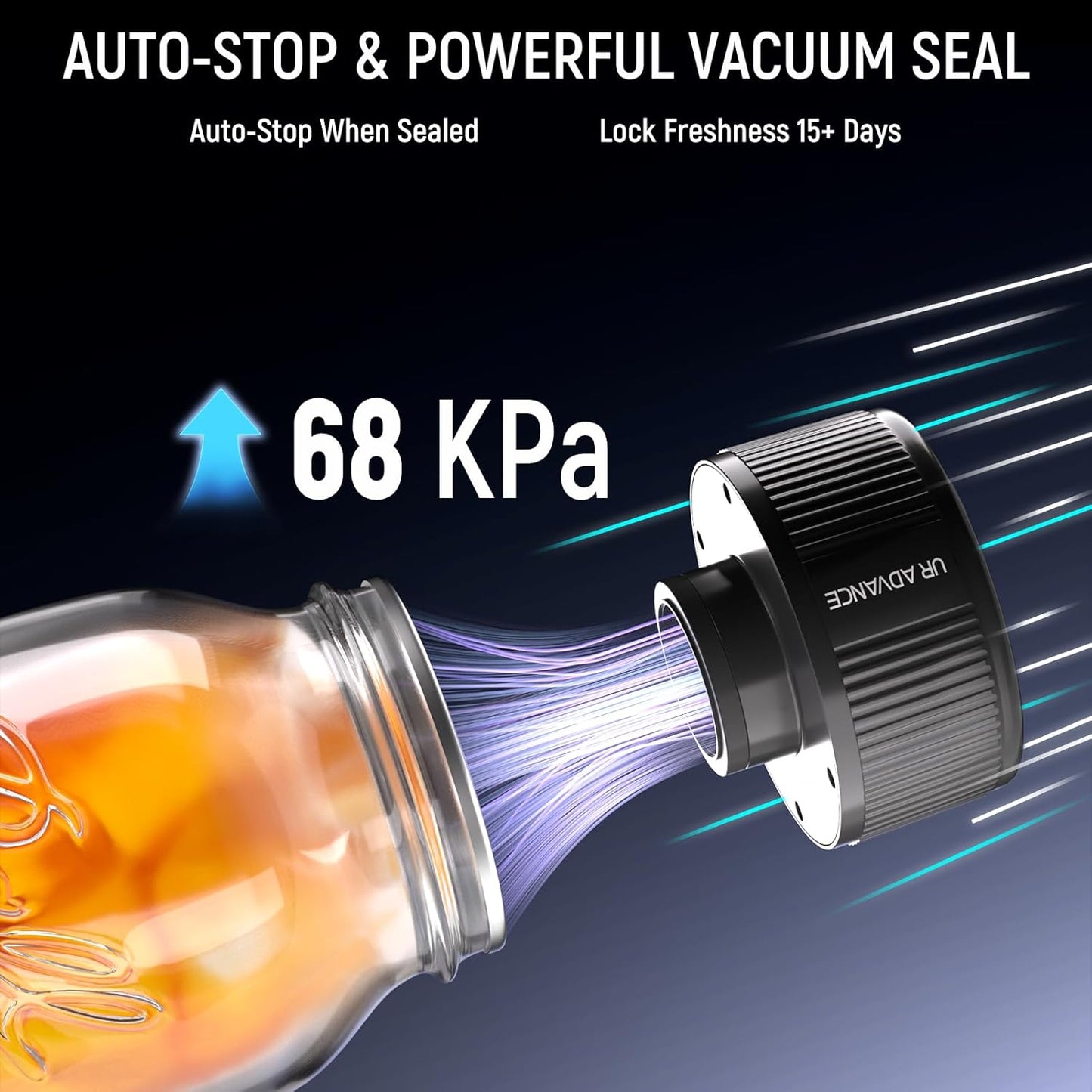 Skiennix 3-in-1 Electric Mason Jar Vacuum Sealer Kit - Auto-Stop, One-Handed Operation, 4-Hour Battery Life for Food Storage
