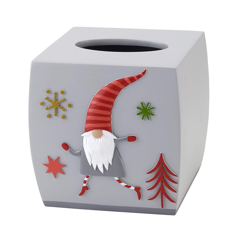 Christmas Gnome Walk Tissue Box Cover - Resin Tissue Holder, Holiday Home Decor