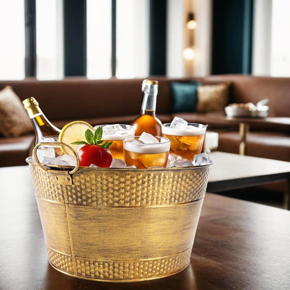Metal Ice Bucket Galvanized Beverage Tub, Drink Buckets Large Cooler for Wine Beer Champagne Cocktails for Catering, Bars, Parties, Outdoor Events 2PCS Copper Upgrape (Copper-2PCS)