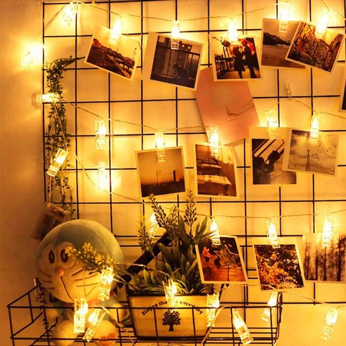 Dopheuor LED Photo Clip String Lights - Warm White Fairy Lights with Clips for Bedroom & Party Décor