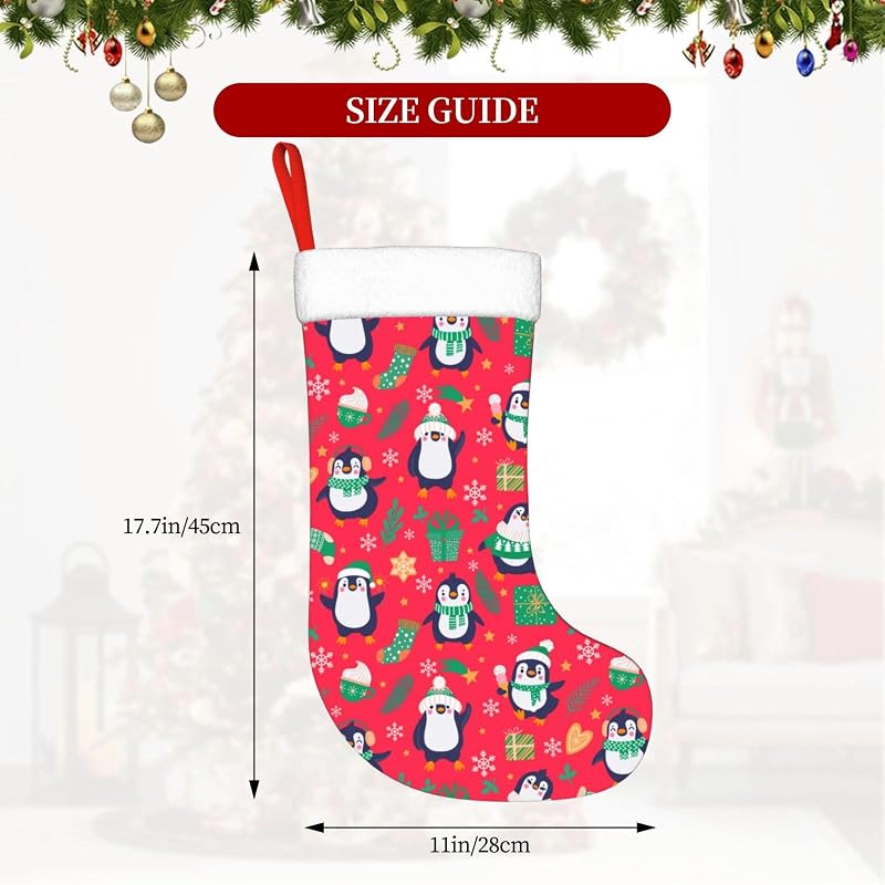 Personalized 18-Inch Christmas Stocking - Cute Funny Penguins Kids Stocking