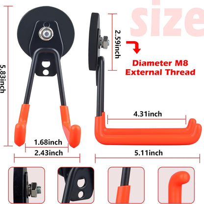 ULIBERMAGNET Magnetic Power Tool Organizer - Heavy Duty Cordless Drill Hooks | Large & Strong, 2-Pack (Orange)