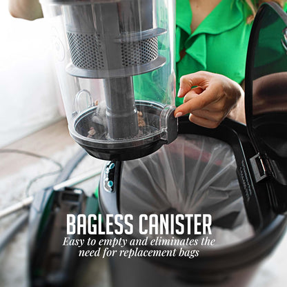 OVENTE Bagless Canister Vacuum Cleaner - Powerful 1400W Suction, 3L Dust Cup, Lightweight Design | Black