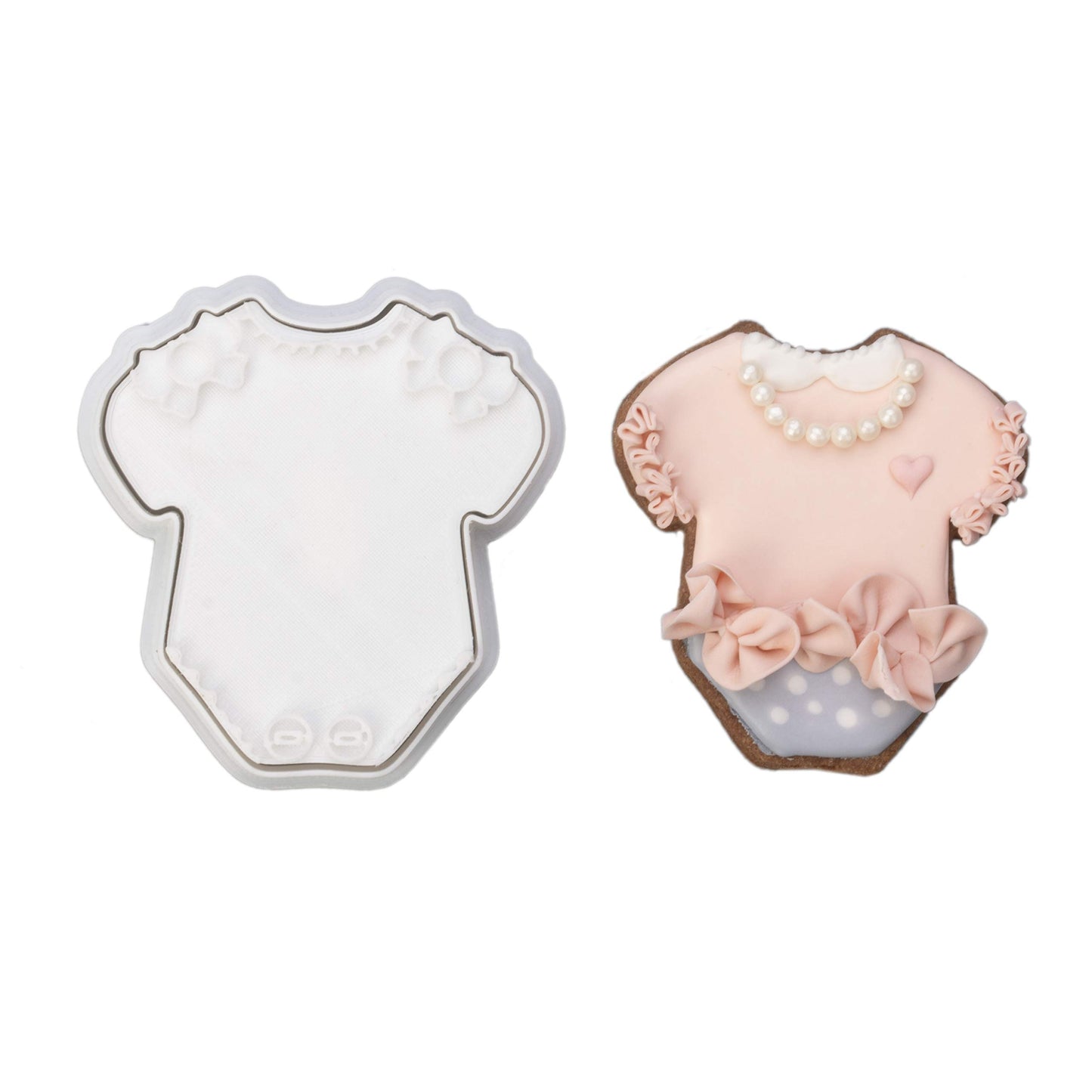 Mostop Baby Shower Cookie Cutter with Baby Onesie Stampers, Baby Shape Cake Mold Fondant Decorating Tools DIY Mold for Sugar Craft Baking Mould Kids' Birthday Party Kitchen Tools