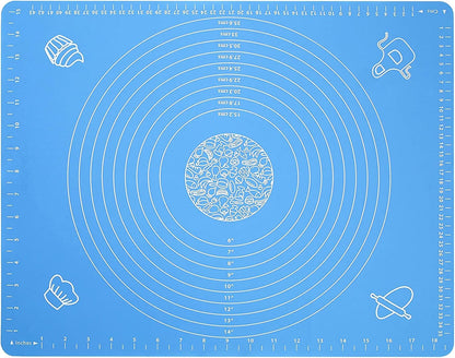 Skiennix Silicone Baking Mat - Non-Stick & Non-Slip Dough Rolling Sheet with Measurements | 19.7" x 15.7" - Blue