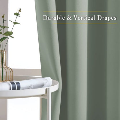 NICETOWN Sage Green Room Darkening 102 inch Curtains, Grommet Thermal Curtains Weighted Window Treatments for Living Room/Farmhouse, W46 x L102, 2 Panels