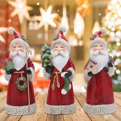 Hodao Santa Claus Decorative Figurine - Handcrafted Holiday Decor - Perfect for Christmas & Thanksgiving | 3 PCS, Red