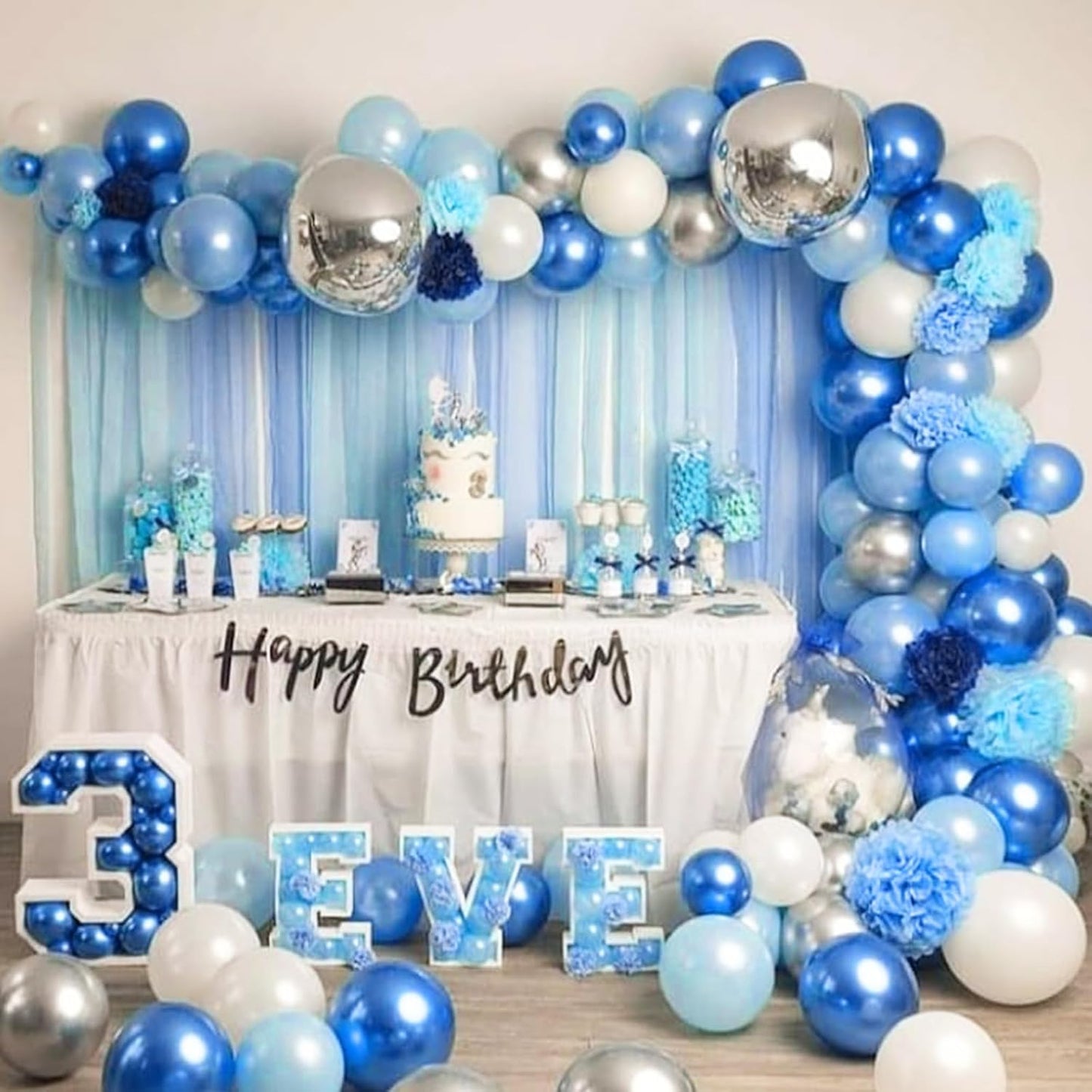 Skiennix Metallic Blue Balloons - 120-Piece Set for Graduation, Baby Shower & Birthday Decor | Various Sizes