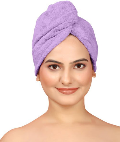 Kipzy Microfiber Hair Towel with Button, Hair Turbans for Wet Hair, Head Towel to Dry Hair Quickly (Beige, Lavender, Peach)