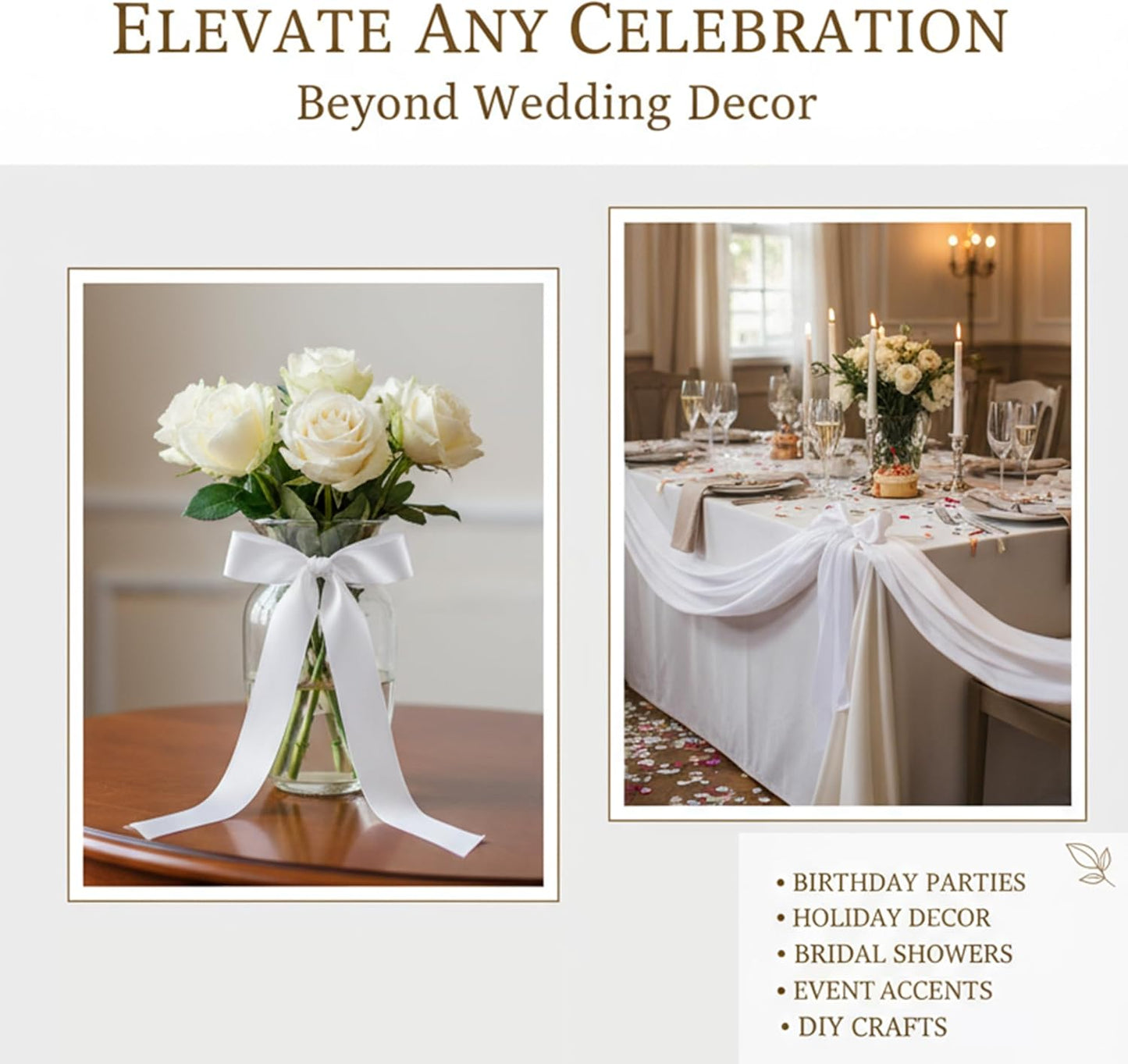 Skiennix 30 Pcs Satin Chair Sashes - 90.55x1.96 Inch Wedding Ribbons for Aisle Decor | White