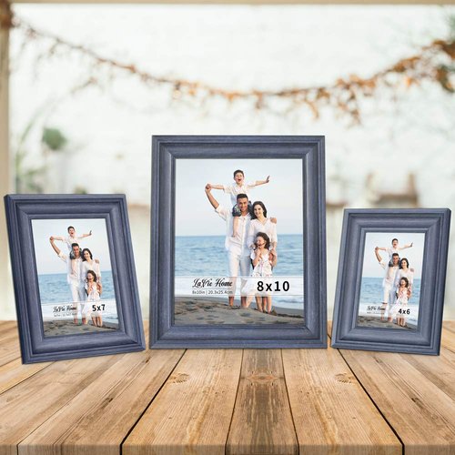 LaVie Home 8x10 Picture Frames (1 Pack, Blue) Rustic Photo Frame Set with Tempered Glass for Wall Mount & Table Top Display