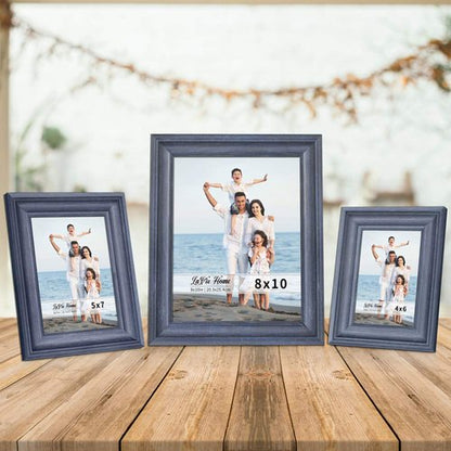 LaVie Home 8x10 Picture Frames (1 Pack, Blue) Rustic Photo Frame Set with Tempered Glass for Wall Mount & Table Top Display
