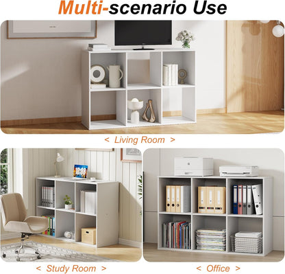 Sweetcrispy 6 Cube Storage Organizer - Versatile Open Cube Bookshelf with Removable Back Panels | 36" L x 11.6" W x 24" H, White