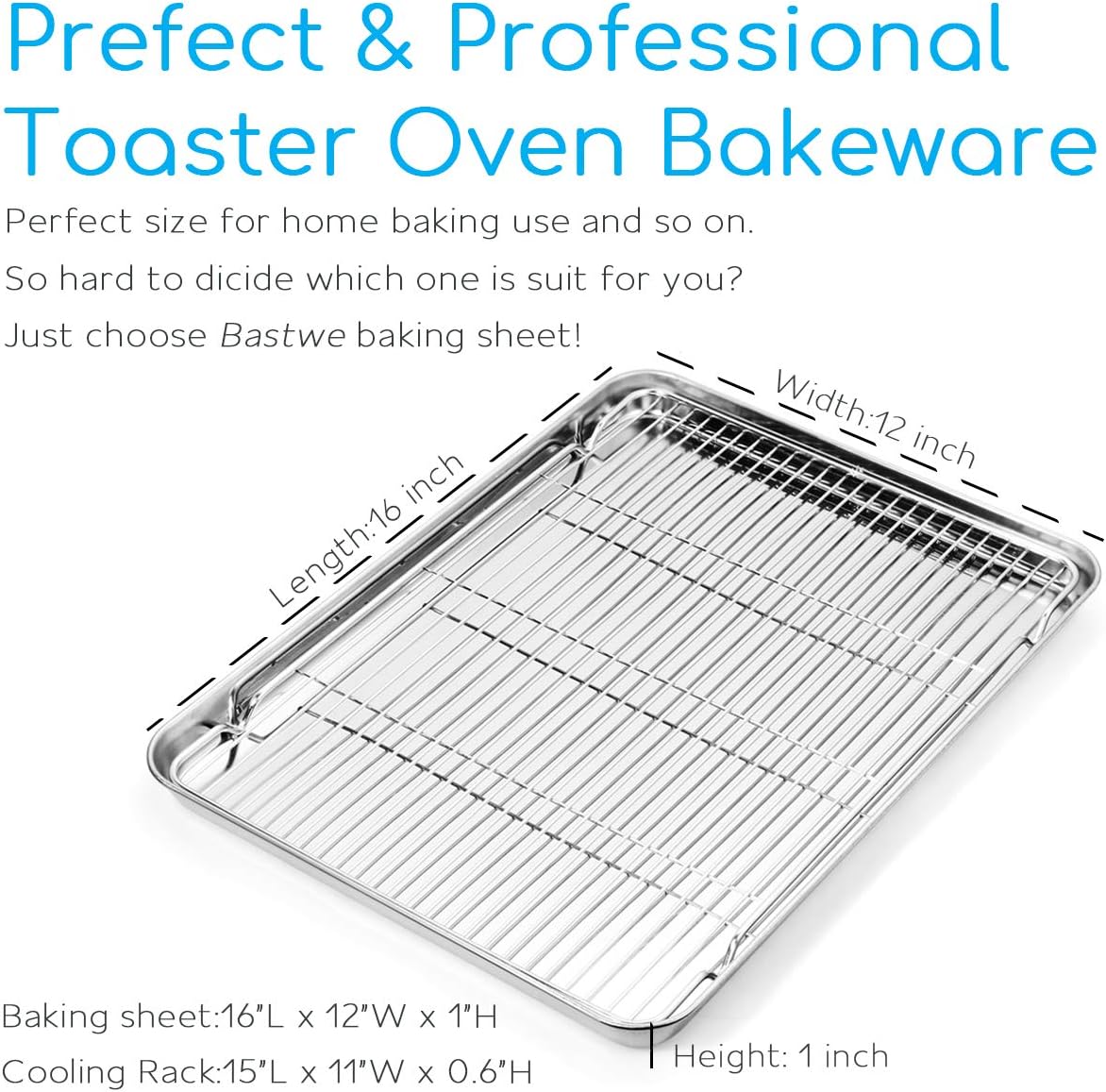 Regine Switzerland Cookie Sheet & Cooling Rack Set - 16-Inch Stainless Steel Bakeware, Non-Toxic & Easy Clean