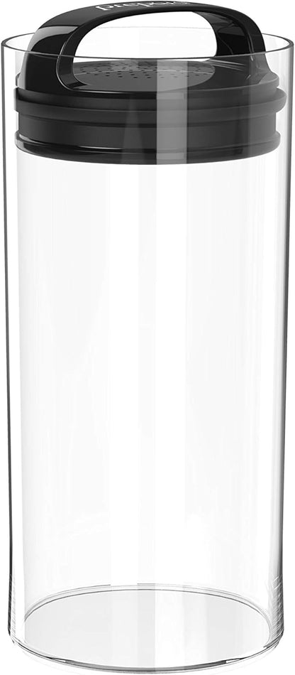 Prepara Evak Fresh Saver - Medium-Tall Airless Canister with Black Handle | 2.3 Quart, Clear
