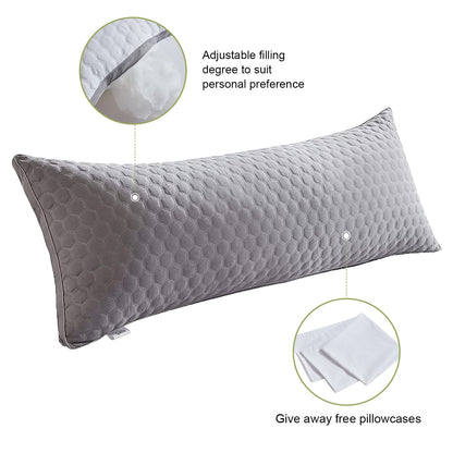 Qeils Body Pillow for Adults,Long Pillow for Sleeping, Large Pillow Insert for Side Sleepers - 21"x54"(Grey)