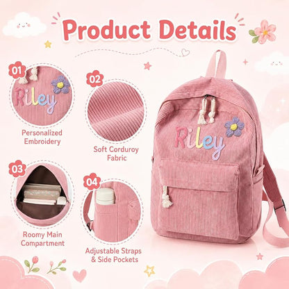Pink Personalized Backpack for Kids with Optional Lunch Bag & Pencil Case - Duckbe
