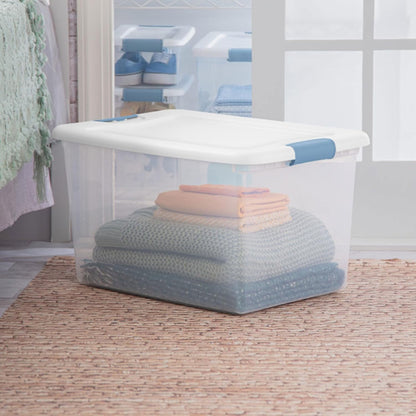 Sterilite 6-Pack Latching Storage Bins - Clear Plastic Under Bed Organizers, 64 Quart Capacity