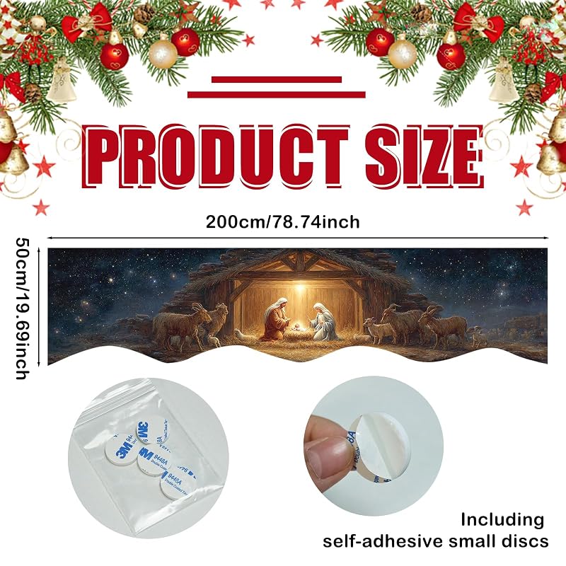 Nuxovilar Christmas Mantel Scarf Cover 19x79 in - Nativity Design, Polyester (YYE04304)