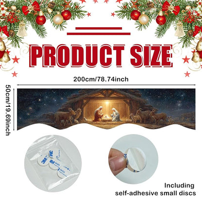 Nuxovilar Christmas Mantel Scarf Cover 19x79 in - Nativity Design, Polyester (YYE04304)