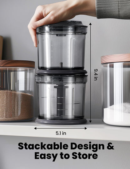Skiennix Food Processor - 4 Cup Electric Chopper with 2 Bowls, 2 Speed & 4 Blades for Versatile Food Prep