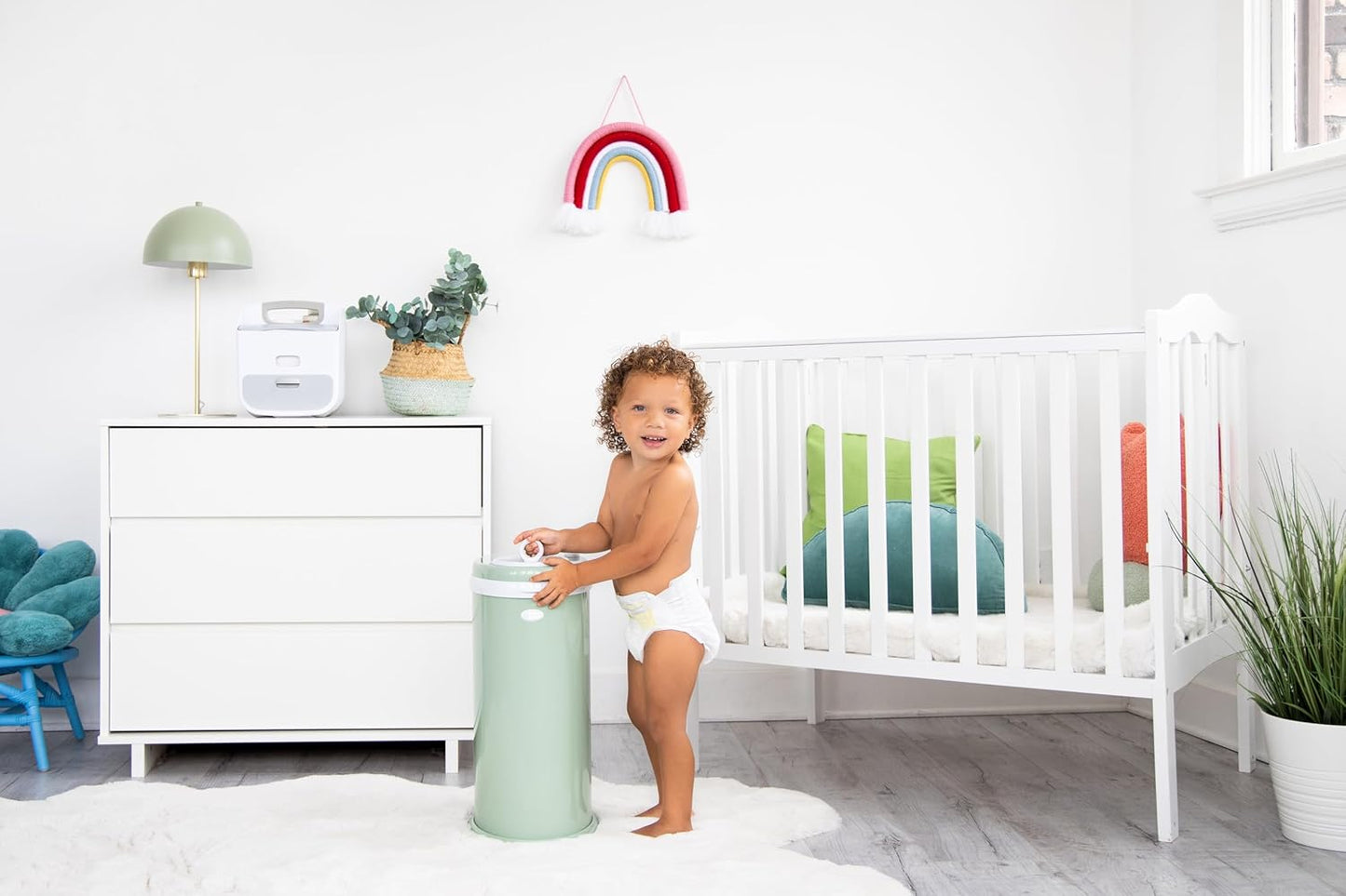 Ubbi Steel Diaper Pail - Odor Locking Design, No Special Bag Needed | Award-Winning Sage Green