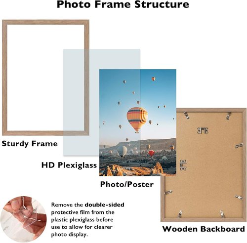 JCJMY 15x19 Picture Frame - Rustic Brown Photo Display for Horizontal & Vertical Wall Art