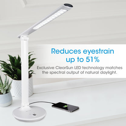 OttLite Good Housekeeping Sanitizing Light & Desk Lamp with USB Charging, LED Desk Lamp, Book Light, Reading Light, Touch Activated, Flexible Neck, Desk Light for Home Office, Light Stand