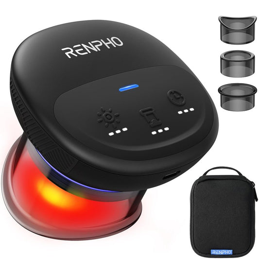 RENPHO Emberace Cup Smart Cupping Massager with 3 Suction Levels up to -55KPa and 850nm Infrared Heating, Rechargeable Massage Device with 70 min Runtime, Multi-Device Sync, 3 Heads & Storage Pouch
