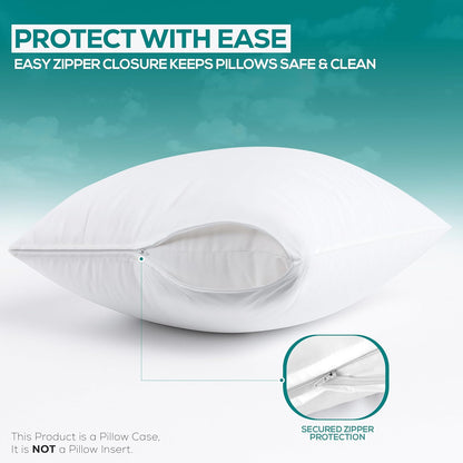 Utopia Bedding Waterproof Pillow Protectors - Bed Bug & Dust Mite Proof | Queen Size (Set of 4) - White
