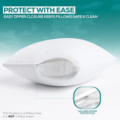 Set of 4 Pillow Protectors with Zipper Toddler Size, Bed Bug and Dust Mite Proof Pillow Covers, Ultra Soft Pillow Encasements, Moisture Wicking and Waterproof Pillow Cases by Utopia Bedding (White)