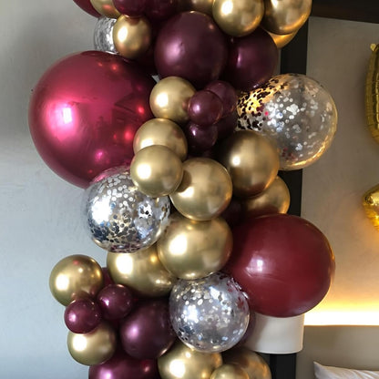 Voircoloria 110pcs Burgundy Balloons - 12 Inch Maroon Latex for Weddings, Birthdays & Celebrations