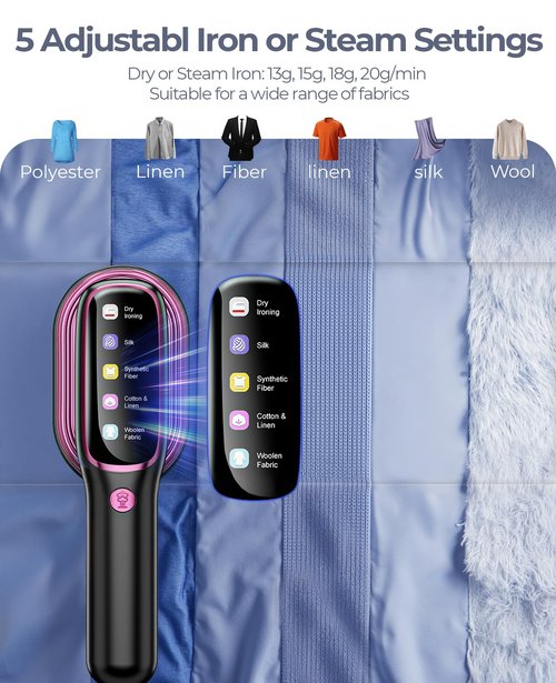 YOZLNFO Travel Steamer for Clothes Adequate Portable: 2-in-1 Mini Handheld Garment Steamer Iron - 15s Heat Up & 5 Adjustable Steam - Large Ceramic Panel - 110-120V