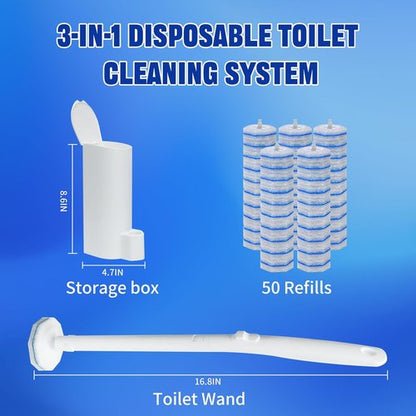 Clorox Disposable Toilet Brush Set - Touchless Cleaning System with 50 Refills | Wall Mounted Design