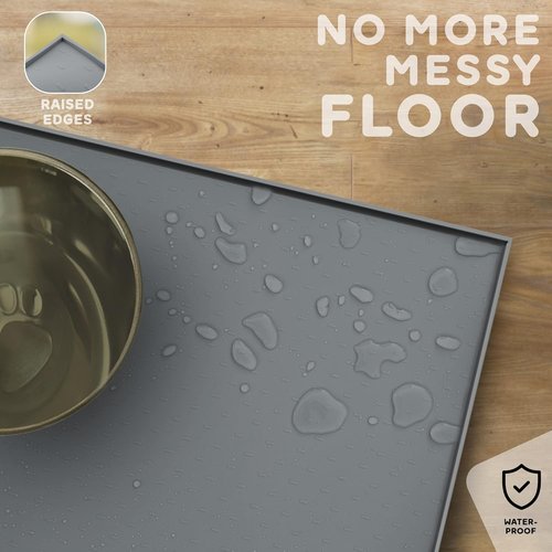 Dog Food Mat by [Brand Name] - Waterproof Silicone Mat with Raised Edges | Easy Clean Pet Feeding Mat