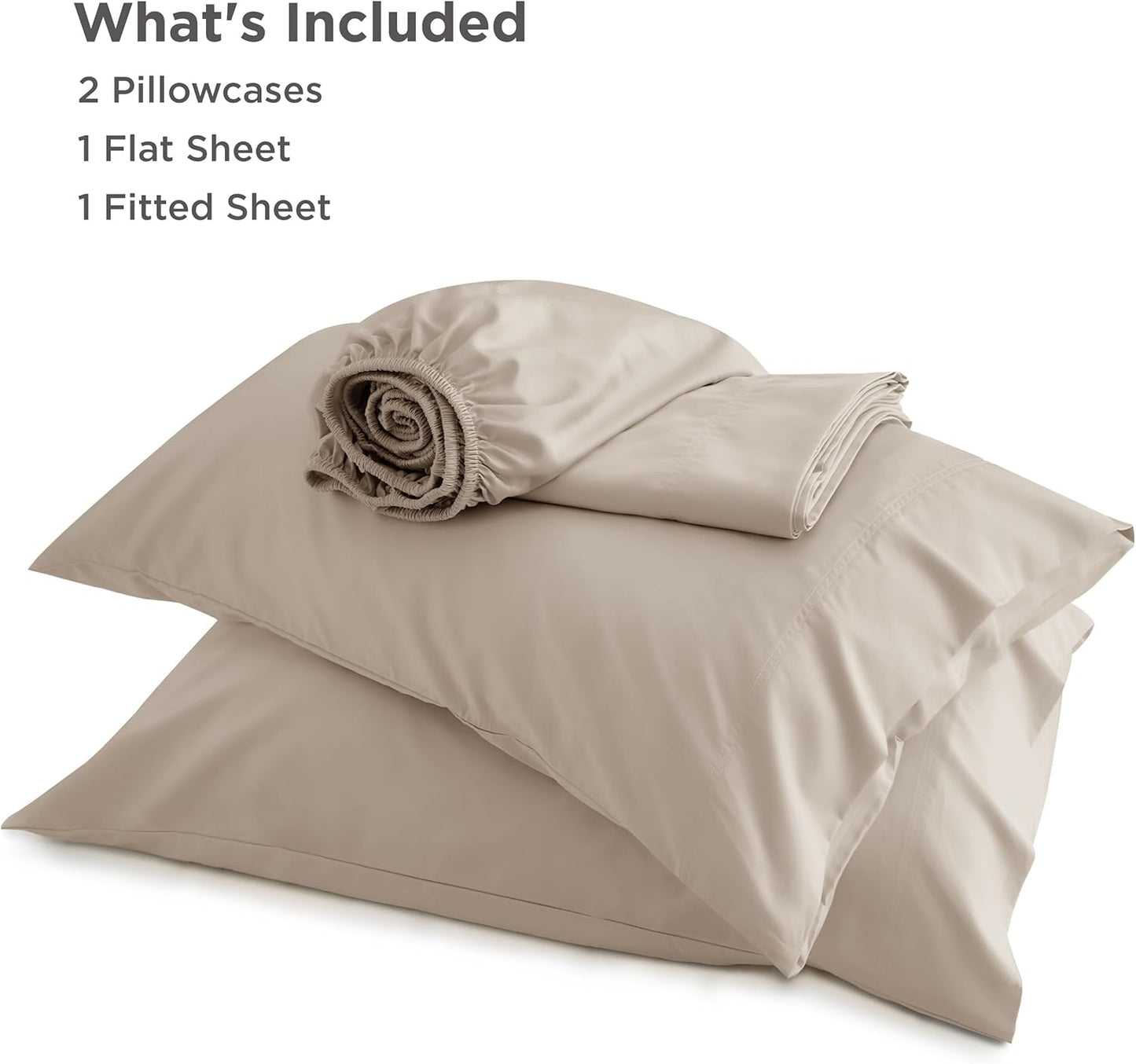 Bedsure Cooling California King Sheet Set - Breathable Rayon from Bamboo, Deep Pocket, Silky Soft, Simply Taupe