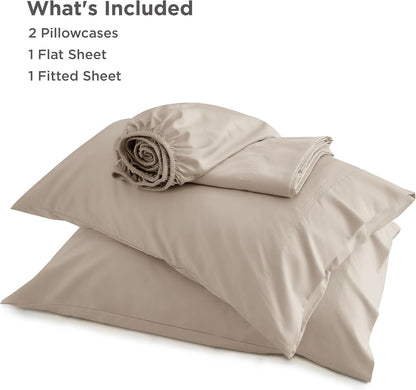 Bedsure Cooling California King Sheet Set - Breathable Rayon from Bamboo, Deep Pocket, Silky Soft, Simply Taupe