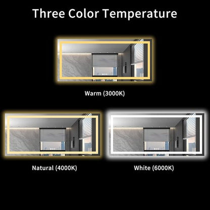LOAAO LED Bathroom Mirror - 72x32 Inch, Dimmable, Anti-Fog, Shatter-Proof, Backlit & Front Lit
