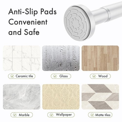 AmazerBath Spring Tension Shower Curtain Rod, 31-46.5 Inches Heavy Duty Tension Rod Rust Proof Bathroom Curtain Rod, Adjustable No Drill Easy Segmented Installation, White