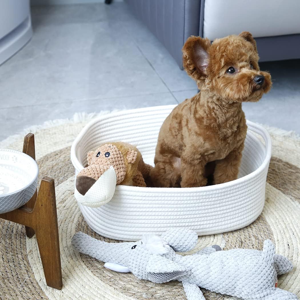 Regine Switzerland Woven Cotton Rope Storage Basket - Versatile Organizer for Baby Nursery & Pet Toys (White)