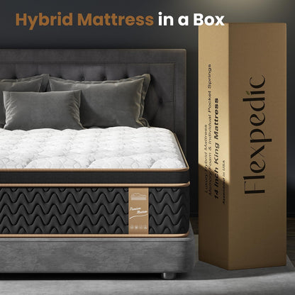 Queen Mattress - 12 Inch Cooling Hybrid Bed in a Box | 7-Zone Pocket Spring for Motion Isolation & Support