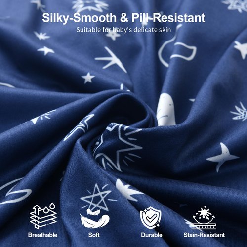 IOCCLH Baby Crib Sheets 2 Pack for Boys and Girls Fit for Standard Crib Toddler Mattress Breathable Soft Microfiber Baby Sheet 28x52x8in(Starry Sky & Clouds)