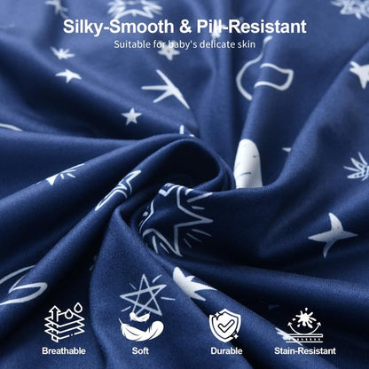 IOCCLH Baby Crib Sheets 2 Pack for Boys and Girls Fit for Standard Crib Toddler Mattress Breathable Soft Microfiber Baby Sheet 28x52x8in(Starry Sky & Clouds)