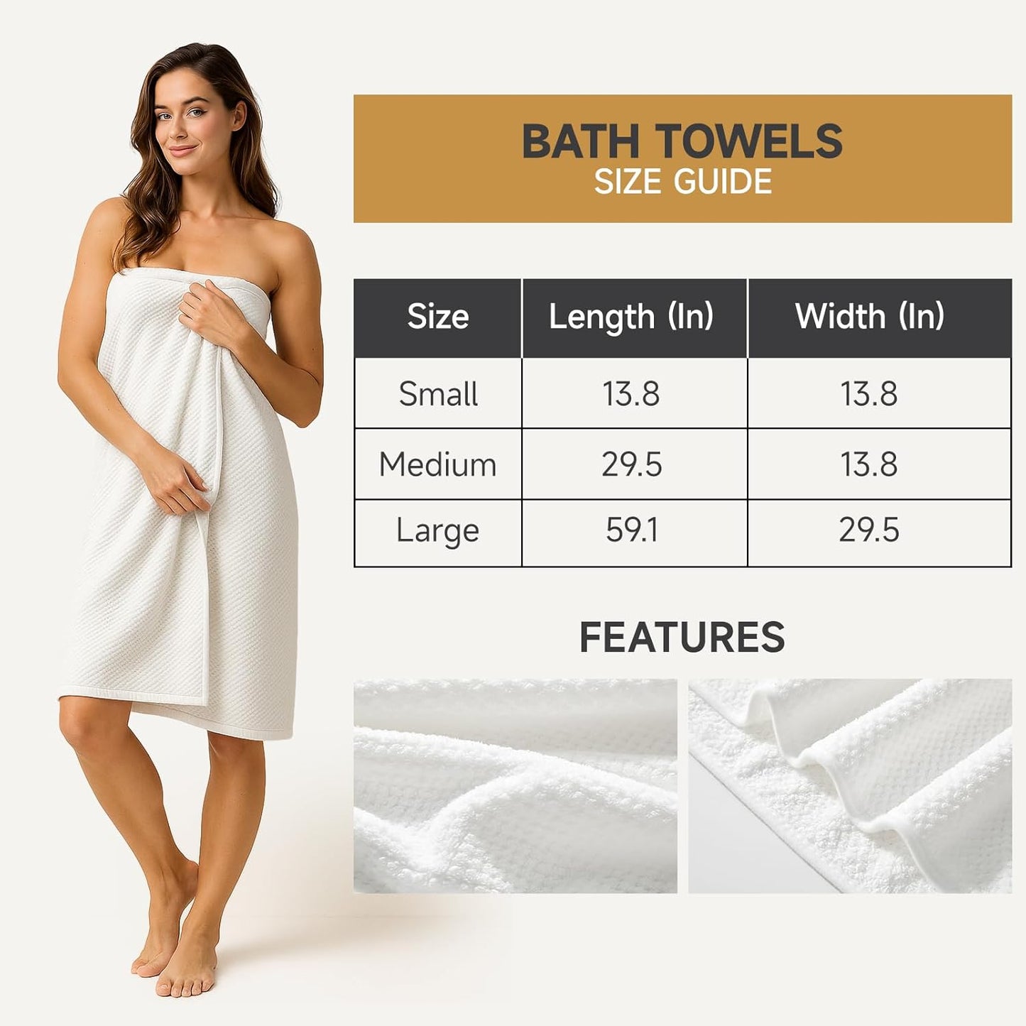 REDKISS Ultra Soft Towel Set - Premium White Bath Towels, Highly Absorbent & Quick Dry | 6-Piece Collection