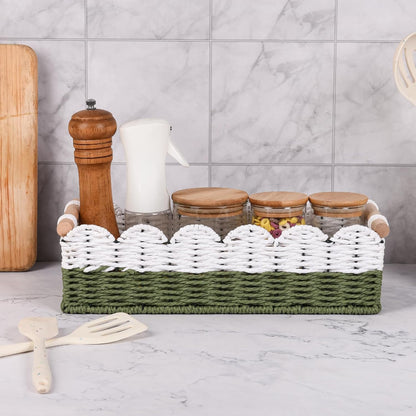Regine Switzerland Scalloped Edge Toilet Paper Storage Basket - Handwoven Paper Rope Design | Perfect for Bathroom Decor & Over Toilet Storage