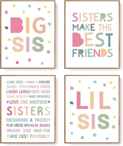 LARTSFRO Wall Art Decor - Inspirational Posters for Sisters | Set of 4 Unframed 10x8 Inch Prints